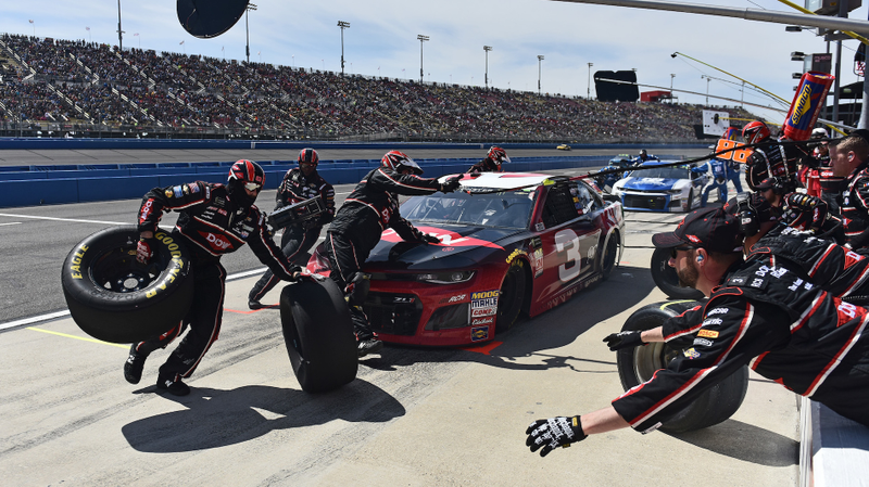 Austin Dillon’s pit crew at Auto Club Speedway in March of 2018.